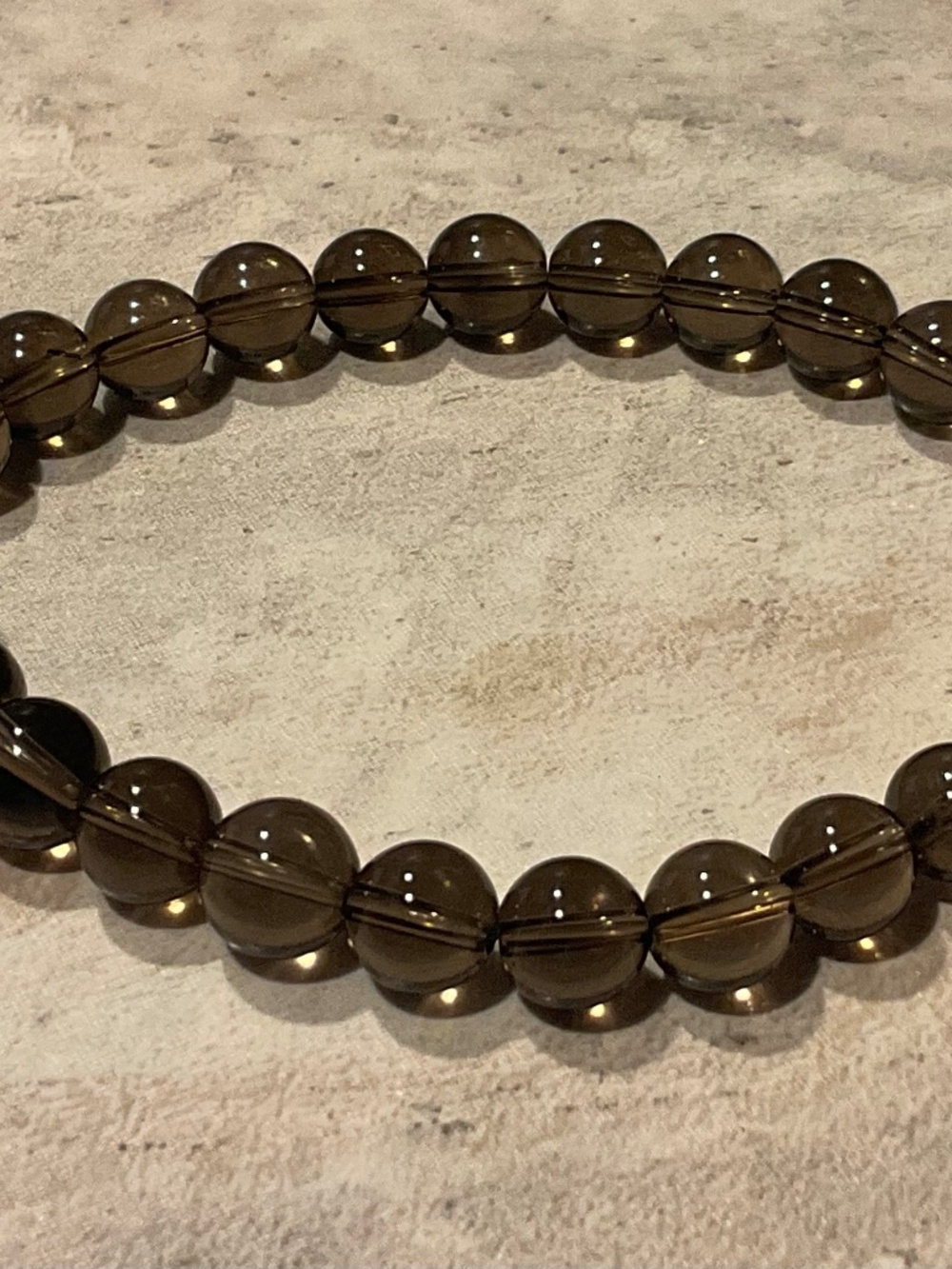 Smoky Brown Glass Beaded Stretch Bracelet Translucent New
